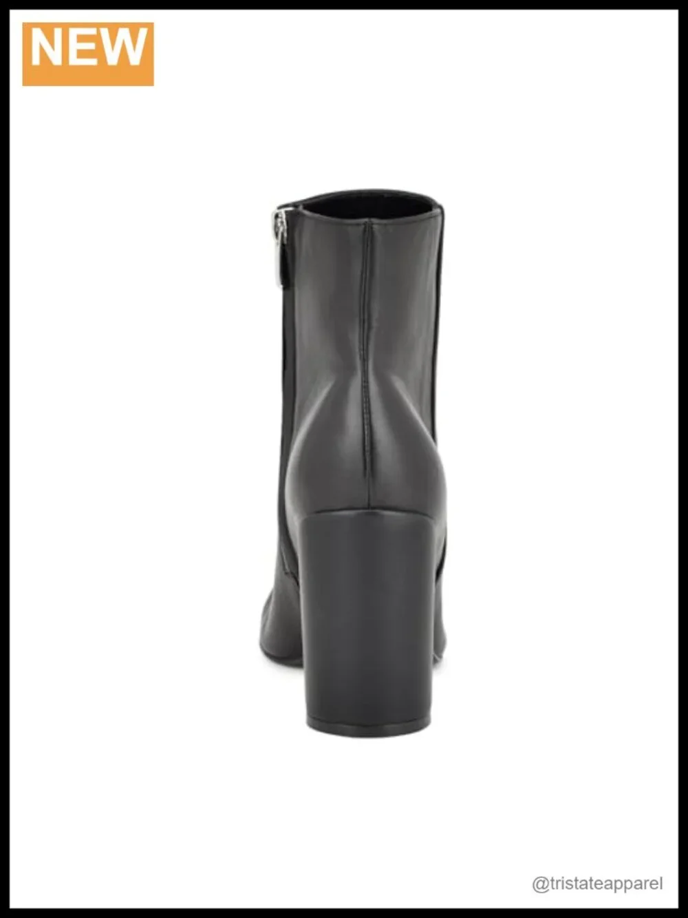 Nine West Yast Dress Booties Ankle Boots Almond Toe Block Heel Zip Leather